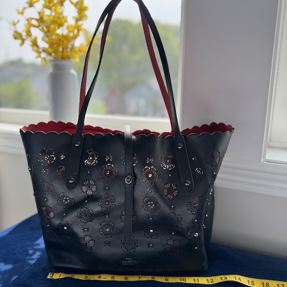 Coach Black and Red Embellished Tote